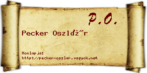 Pecker Oszlár névjegykártya